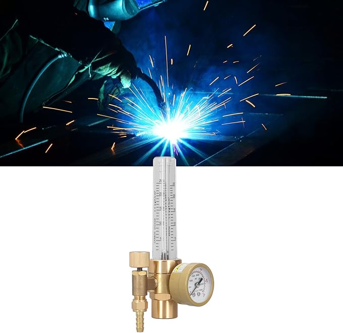 Welding Gas Regulator Valve Brass Flowmeter CO2 MIG TIG Welding Machine Accessory OBC191 Adjustable 025LPM Flow Meter with 03500psi Gauge for Argon Arc Welding Industrial U