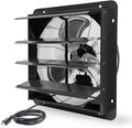 VENTISOL 18 Inch Shutter Exhaust Fan Wall Mounted, Aluminum with 1.65 Meters Power Cord Kit,High Speed 2500CFM, Ventilation Fan for Garage,Greenhouse,Attic,Shed,Shop,Black