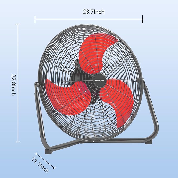 20 Inch Floor Fan Pro Series - High Velocity Floor Fan for Commercial, Residential, Warehouse, Covered Patio, Shop, Garage, Barn, 3 Speed 360-Degree Tilt 5300 CFM UL Safety Listed