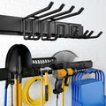 UUP 32 Inches Garage Storage, Garage Organization, Wall Mount Garden Tool Organizer, Max 300lbs Adjustable Metal Hooks, Yard Shed Hanging Rack, Heavy Duty Shelving for Rake Broom Mop Snowboard