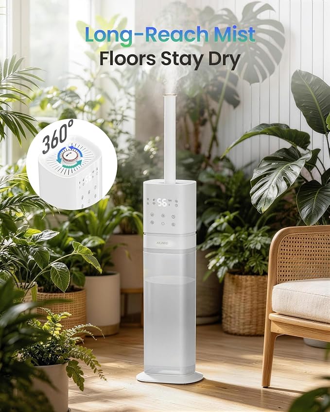 Humidifiers for Bedroom 2.1Gal/8L, Smart Humidifier for Large Room, Cool Mist Humidifiers for Home Kids Plants, Top Fill Humidifier with Extension Tube, WIFI APP & Voice Control, White