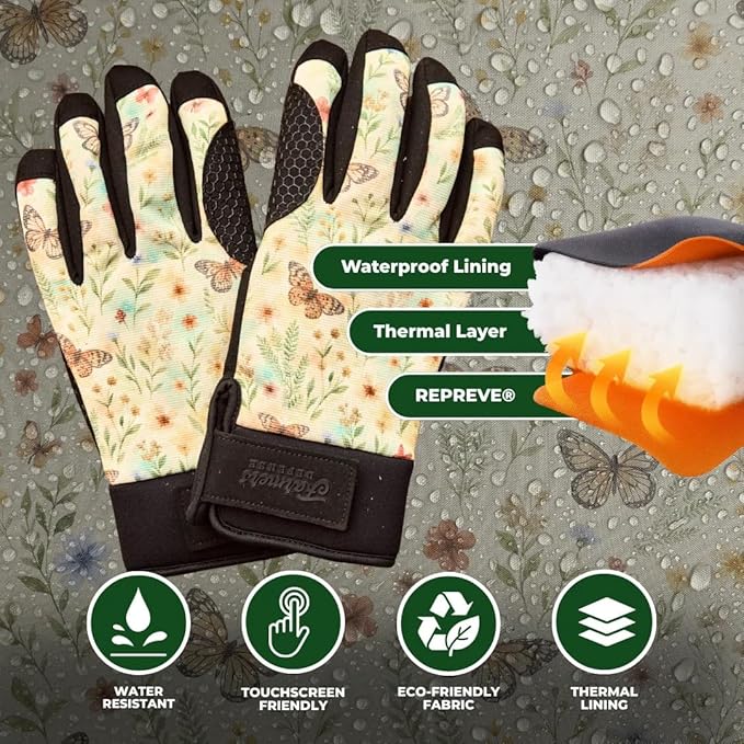 FARMER'S DEFENSE Waterproof Winter Work Gloves, Insulated, Touchscreen-Friendly, for Gardening, Snow Shoveling & Outdoor Work