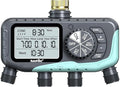 RAINPOINT Sprinkler Timer 4 Zone, Water Timer for Garden Hose, for Soaker Hose with Rain Delay/Manual/Automatic Watering System, Digital Irrigation for Yard, Lawn Brass Inlet