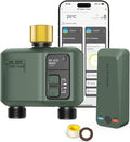 WiFi Water Timer 2 Zone for Garden Hose, Smart Sprinkler Timer with 984ft RF Range, Brass Water Inlet, APP/Voice Control, Rain Delay, Automatic/Manual Irrigation