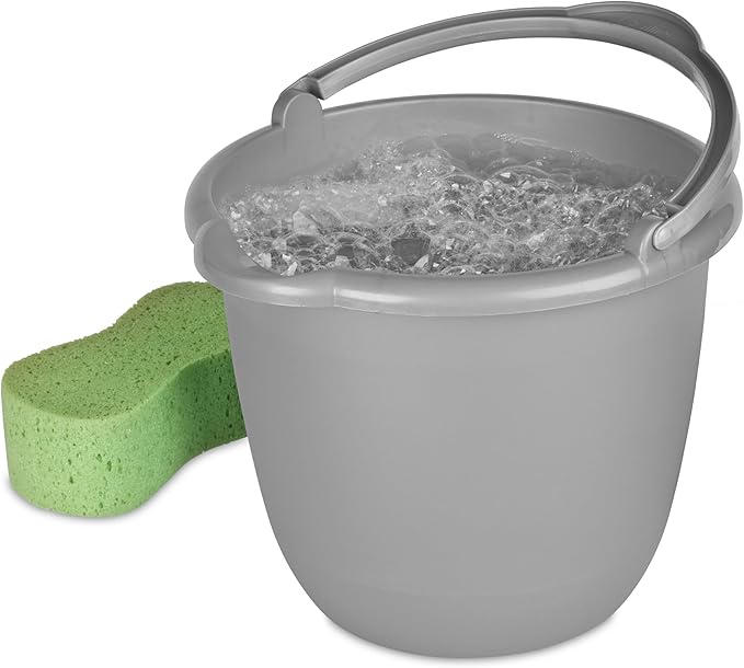 Roughneck Heavy-Duty Utility Bucket 10-Quart Bisque Comfortable/Durable Pour Handle Sturdy Pail Bucket for Household Cleaning/Mopping