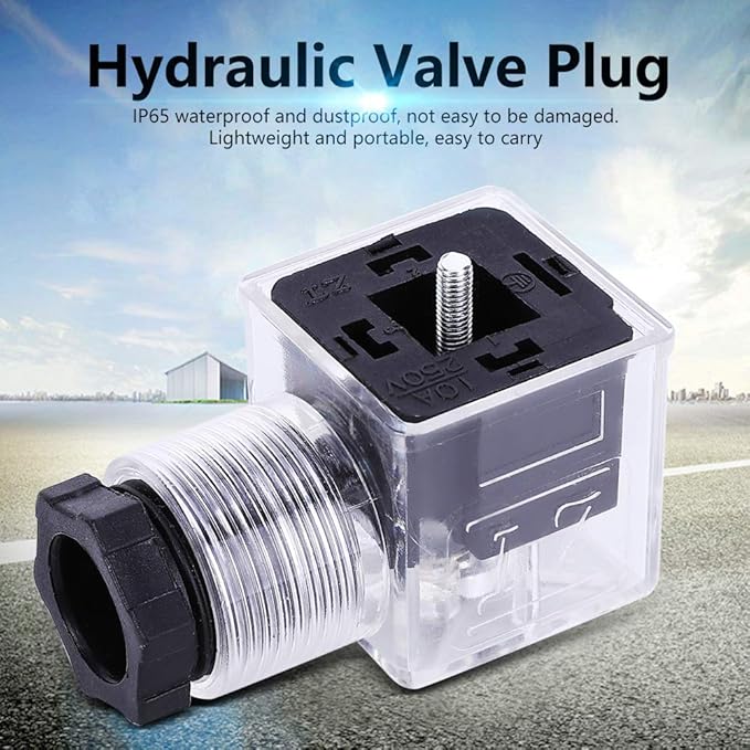 5Pcs Hydraulic Solenoid Coil Valve Plug, Universal AC 110V-220V 10A Solenoid Coil Connector Socket with Led Indicator Light, 3PIN +PE