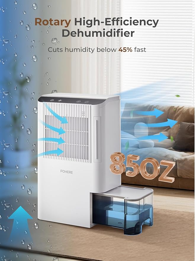 Dehumidifier for Home 2000 Sq.Ft, 85OZ Dehumidifiers for Basement Bedroom Bathroom with Drain Hose, Auto Shut Off, Humidity Display & 7 Color Light