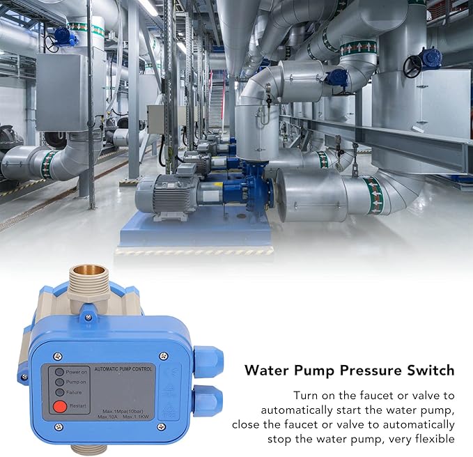 Water Pump Pressure Control Switch Automatic Electronic Adjustable sealed Controller with One Way Valve for Well Pumps Submersible Pumps 0.3H to 3H ABS Material Blue Gray G1in