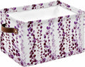 Purple Weeping Eucalyptus Storage Bins Cubes Waterproof Cloth Storage Basket,Spring Summer Farmhouse Leaves Foldable Storage Bags for Shelf Clothes Storages Organizers with Handles 15x11x9.5 in 1PCS