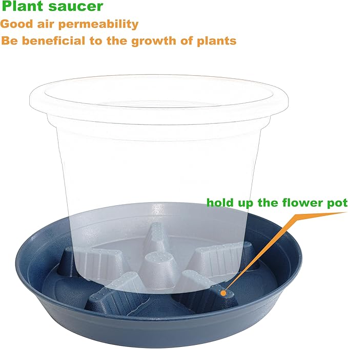 4 Pack Plant Saucer 14 inch, Plastic Plant Saucers for Indoors, Raised Middle Plant Trays for Pots, Water Tray for Plants, Plant Stand Water Catcher Tray, Pot Saucers for Plants