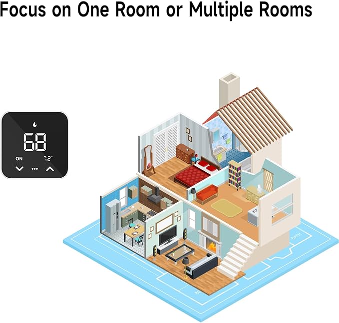 Smart Thermostat for House, WiFi Programmable Thermostat, Compatible with Alexa and Google Assistant, Remote Control Tuya/Smart Life, 𝗖-𝗪𝗶𝗿𝗲 𝗥𝗲𝗾𝘂𝗶𝗿𝗲𝗱 (Black)