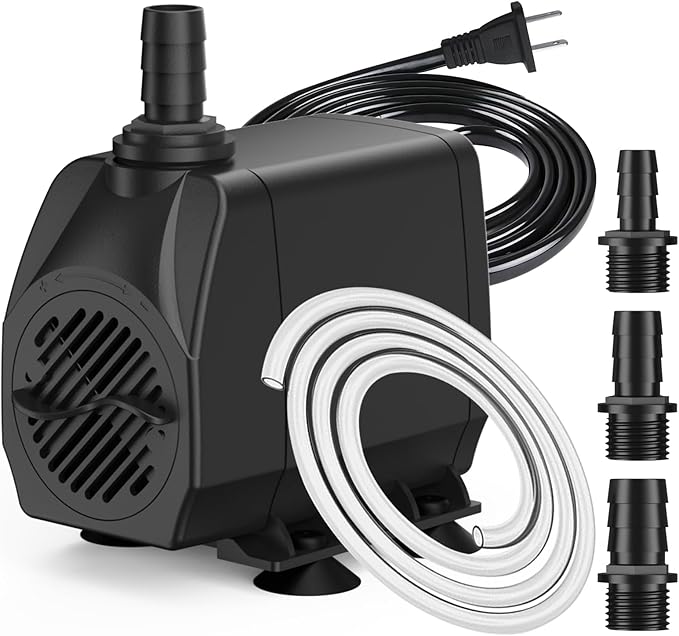 SongLong 800GPH(3000L/H) 10ft Power Cord Submersible Pump,Over Heating Protection Water Pump with 10ft Lift for Fountains, Ponds, Aquariums & Hydroponics.