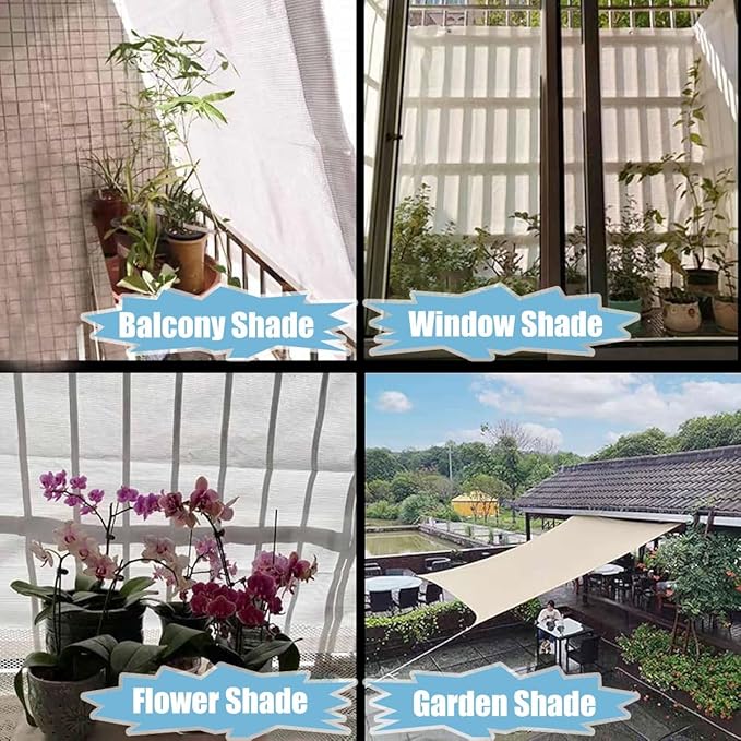 White Shade Cloth Greenhouse Shading Net, 50% Sun Shade Mesh, 5ft 10ft 20ft 30ft 40ft 50ft Mesh Tarp Sun Screens for Plant, Greenhouse, Lawn, Kennel, Chicken Coop(10x30ft)