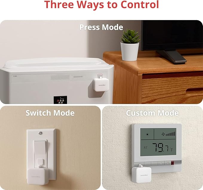 Switchbot Smart Switch Button Pusher (Bluetooth) – Fingerbot for Rocker Switch/One-Way Buttons, App Timer Control, No Wiring, Optional Hub Required for Voice/Remote, White, 2 Packs