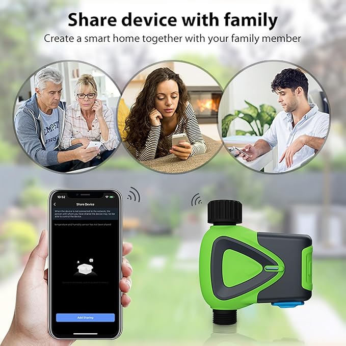 Smart WiFi Water Timer：WiFi Sprinkler Valve Timer for Garden Hose APP & Remote Control Alexa & Google Voice Compatible, Rain Delay and Manual Mode for Yard Lawn Watering
