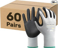 Kebada 60-Pairs Medium Work Gloves for Men and Women, Nitrile Coated Safety Protective Gloves with Grip, Ideal for Warehouse, Delivery, Light Duty Construction Work