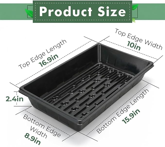 Sckee Upgraded 5 Pack Plant Growing Trays Seed Starting Tray Microgreens Growing Trays Seedling Plant Germination Starter Tray Transplant Fodder Flats, No Holes, No Leakage, Reusable (1017)