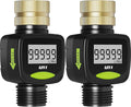 Unistyle Water Flow Meter with Brass Inlet Metal Thread, ±5% Measure Accuracy, RV Water Tank Filling, Measure Gallon/Liter Flow Rate Outdoor Garden Hose Watering, Lawn Sprinkler Nozzle Sprayer 2 Pack