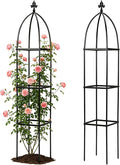 Lancisism 100% Metal Trellis for Climbing Plants Outdoor - Garden Metal Obelisk Trellis Vertical Plant Support for Climbing Vines & Flowers - Sturdy Steel Arch Trellis for Potted Plants Indoor Black