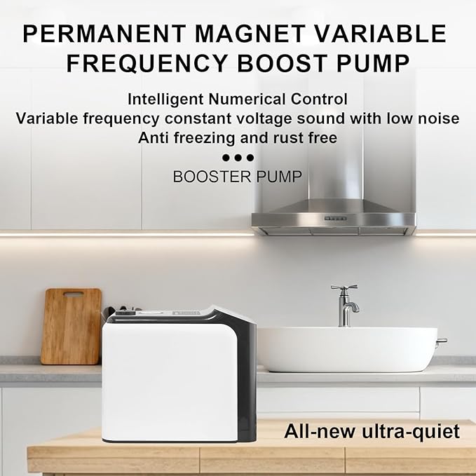 Water Pressure Booster Pump, 115V 6-Speed Smart Variable Frequency, Constant Pressure,1100 GPH High Flow Self-Priming for Whole House Apartment Shower Garden Shallow Well (Automatic)