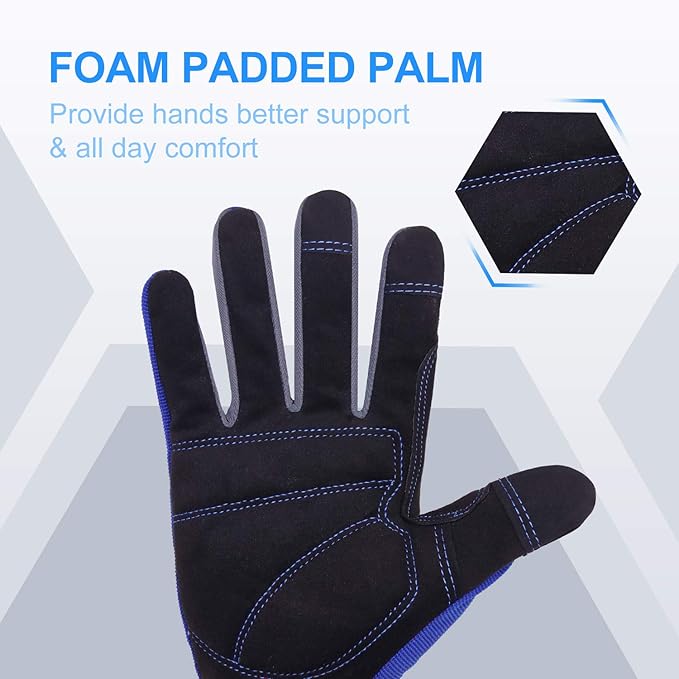 HANDLANDY Work Gloves for Men & Women, Utility Mechanic Working Gloves Touch Screen, Flexible Gardening Gloves for Yard