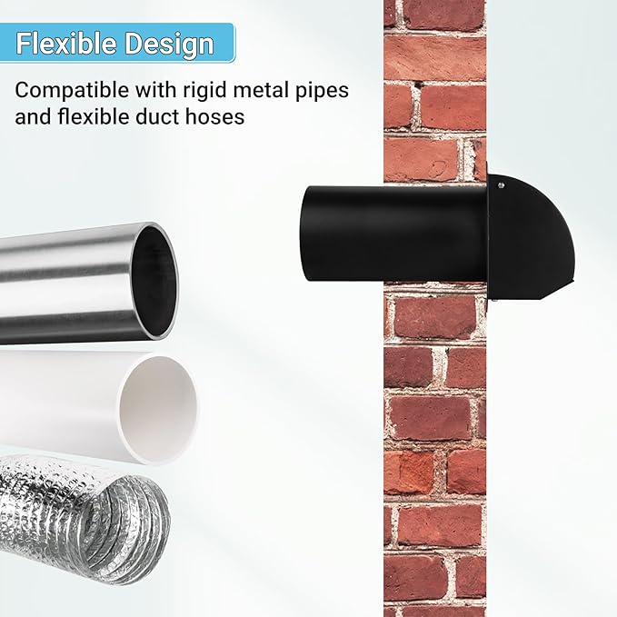 Neoaider 4 Inch Dryer Vent with Screen and Damper, 14GA/2MM Thick Heavy-Duty Steel Dryer Vent Cover, Dryer Vent Cover Outside for Dryer Ventilation and Outdoor Air Exhaust, Black