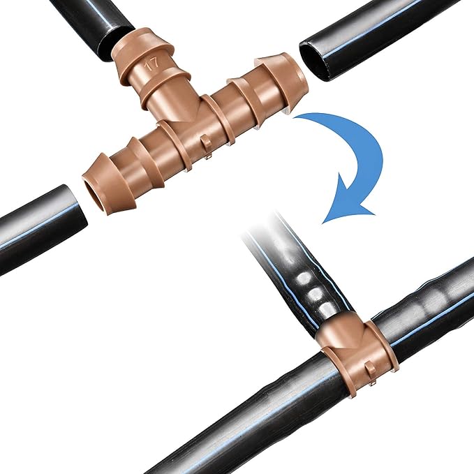 Boao 20 Packs 1/2 Inch Drip Irrigation Fittings Connectors Barbed Connector Plastics Drip Irrigation Barbed Hose Connector 17 mm Diameter(Tee)