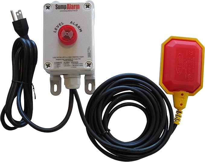 Sump Alarm Wifi Water Sensor, Wireless Sump Pump Alarm with 33 Float Switch for Indoor Outdoor Use, Weatherproof Water Detector Alarm with Free Email Alert, Audible Alarm and Server-Side Backup