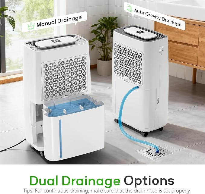 5500 Sq.Ft Dehumidifier for Basement with Drain Hose, Max 80 Pints/D (Standard 50Pint/D), Most Efficient Energy Saving 2026 Dehumidifier Features Air Purifier Combo, Ideal for Large Room, Home, Garage