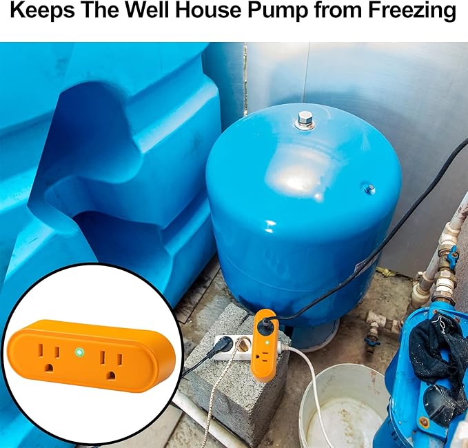 Thermostatically Controlled Outlet: Automatically Turn on Below 32℉, Turn Off Above 47℉ Unnecessary to Turn Off Power Manually in Cold Winter Cube 3 Pack (Aurantium)