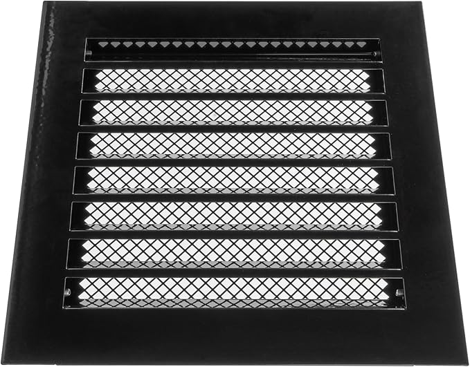 8" x 8" Inch Black Register Vent Cover - Square Industrial Return Air Vent Cover - Wall, Shed Vent, Foundation Vent - Wire Screen Mesh Crawlspace Louver Grille - Exhaust, Intake Gable Vent