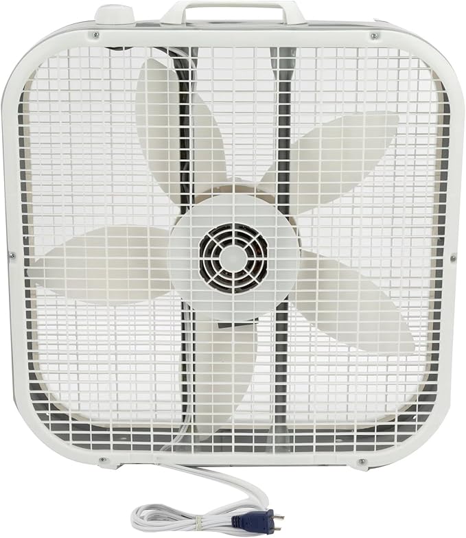 20 Inch Box Fan, 3-Speed Settings, All-Season Cooling for Home, Garage & Basement, Durable Weather-Resistant Motor, Easy-Carry Handle, Energy-Efficient Air Circulator