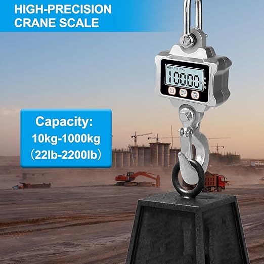 Hyindoor Digital Crane Scale 1000kg/2200lb Digtal Hanging Scale Heavy Duty Industrial Crane Scale for Farm, Factory, Construction, Hunting
