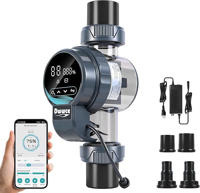 Salt Chlorine Generator for Above Ground 22000 Gallons Pool with APP Control, Smart Saltwater Pool Chlorinator System for Inground Pool,Salt Cell with USA Titanium Cell