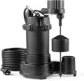 VEVOR Submersible Sewage Pump, 1/3 HP, 3000 GPH Cast Iron Sewage/Effluent Pump with Automatic Float Switch, 1.5-Inch NPT Discharge, 120V, 25 ft Lift, for Basement, Septic Tank, Residential Sump Basin