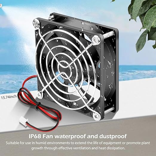 Wathai 2PCS IP68 80mm x 25mm 12V Waterproof Cooling Fan High Airflow Dual Ball DC 12v Exhaust Fan 2Pin for DIY RV Fridge Refrigerator Solar Battery Box Cabinet Ventilation Cooling