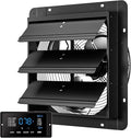 CAMMOO 14 Inch EC Motor Shutter Exhaust Fan, 6 Inch Large Touchscreen Controller for Temp Humidity and Speed Control, 10-Speed Wall Mount Fan for Attic, Greenhouse, Garage, Chicken Coop Ventilation