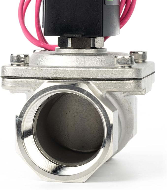 U.S. Solid 1-1/4" Stainless Steel Solenoid Valve - 110V AC Normally Closed Electric Solenoid Valve with Viton Seal, Lead Wire Type