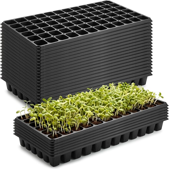 RooTrimmer 50-Pack 72 Cell Seedling Trays, Heavy-Duty Deep Plug Trays for 1020 Flats, Reusable Seed Starter Trays for Germination & Seed Starting (21.25"×11", 2.36" Height)