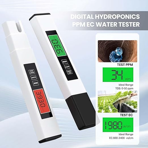 TDS Water Tester, 4 in 1 TDS Meter Digital Water Tester, Accurate and Reliable Digital TDS EC & Temp(°C,°F) Meter, 0-9990PPM Water Quality Tester for Drinking Water RO/DI System Aquarium White 6.1In