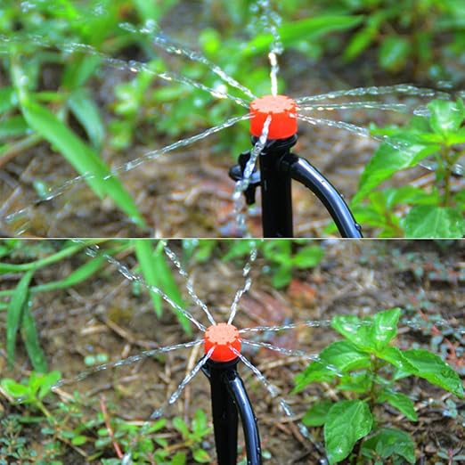 50 Pieces Adjustable Irrigation Drippers, Adjustable 360 Degree Water Flow Drip Irrigation System,Drip Emitters Perfect for 4/7mm Tube by Korty