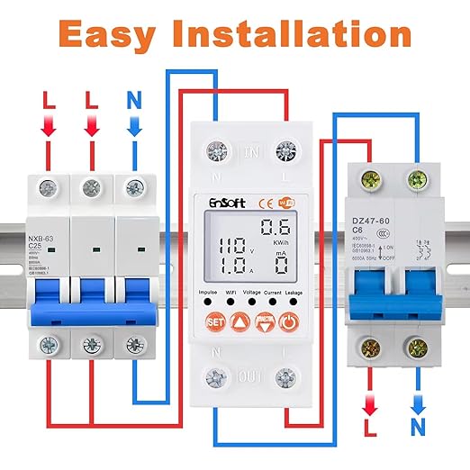 Multi-Functional Smart WiFi Circuit Breaker, Remote Tuya APP Control Circuit Breaker with Leakage, Over Current Over/Under Voltage Protection,Power Meter Energy Monitor and Timer Functions - AC110V