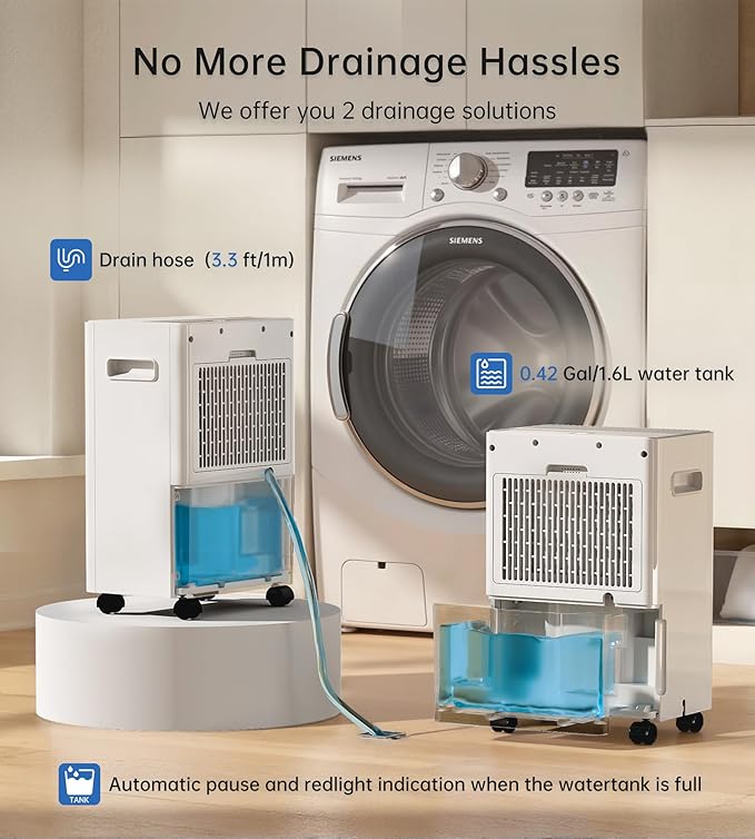 1500 Sq. Ft Dehumidifiers for Home, 30 Pints dehumidifier for Basement with drain hose,Smart APP control, 1.6L Tank,24H Timer,Intelligent Humidity Control,Ideal for Bedroom,Bathroom