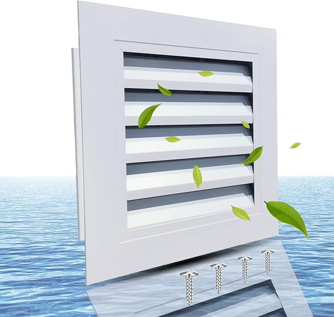 Gable Vent with Screen - 12" X 12" Aluminum Attic Vent Square Louvered Vent Cover - White Paintable Wall Vent Systems for Houses, Attic, Shed, Door, Shipping Container,Vent Opening: 10" X 10"