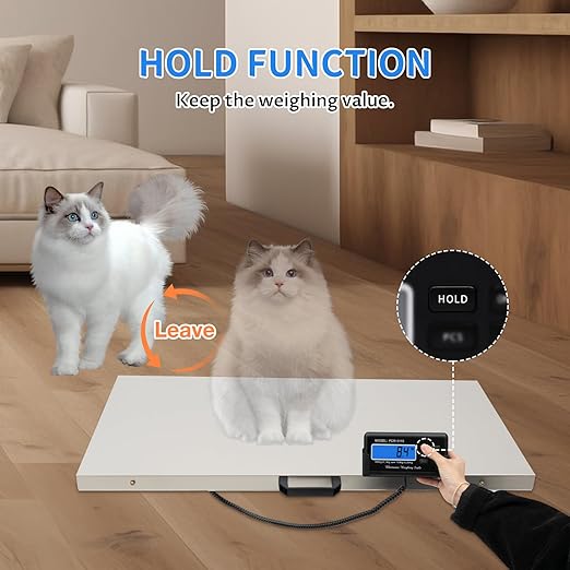 Postal Digital Livestock Scale, 660lbs 201 Stainless Steel Digital Pet Scale Platform Heavy Duty Livestock Scale Kit for Pet Cat Dog Cattle(40.5" L x 20.6" W)