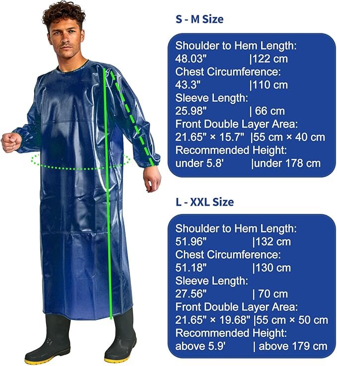 SUJAN Apron with Sleeves Splash Suit Waterproof Smock Chemical Resistant Safety Aprons Coverall