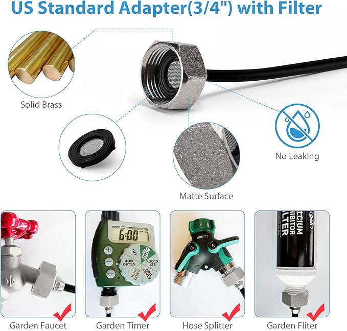 lifeegrn Misting Cooling System, Outdoor Misting System for Patio, 82 FT Misting Line+21 Mist Nozzles+3/4" Brass Adapter,Outdoor Mister System for Patio Garden Trampoline Greenhouse