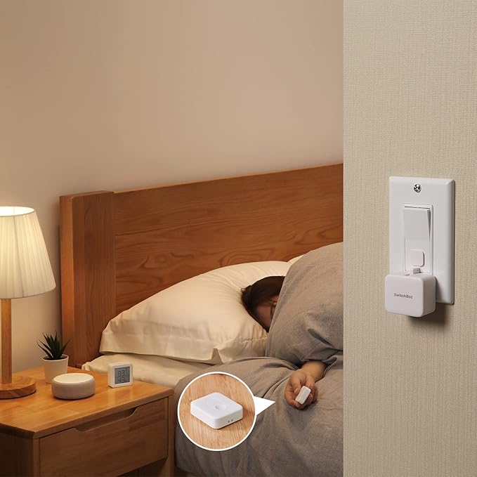 Switchbot Smart Switch Button Pusher (Bluetooth) – Fingerbot for Rocker Switch/One-Way Buttons, App Timer Control, No Wiring, Optional Hub Required for Voice/Remote, White