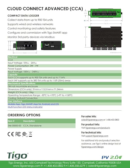 346-00000-00 CCA Cloud Connect Advanced Outdoor Data Logger and Rapid Shutdown Controller