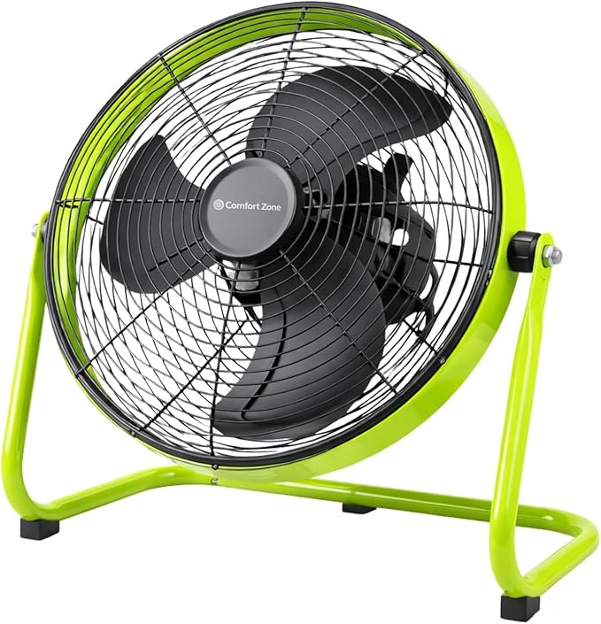 Comfort Zone 9-Inch High-Velocity Desk Fan, All-Metal 3-Speed Turbo Air Circulator with 180° Tilt, Quiet Small Table Fan for Office, Bedroom, and Home, Fully Assembled, ETL Listed